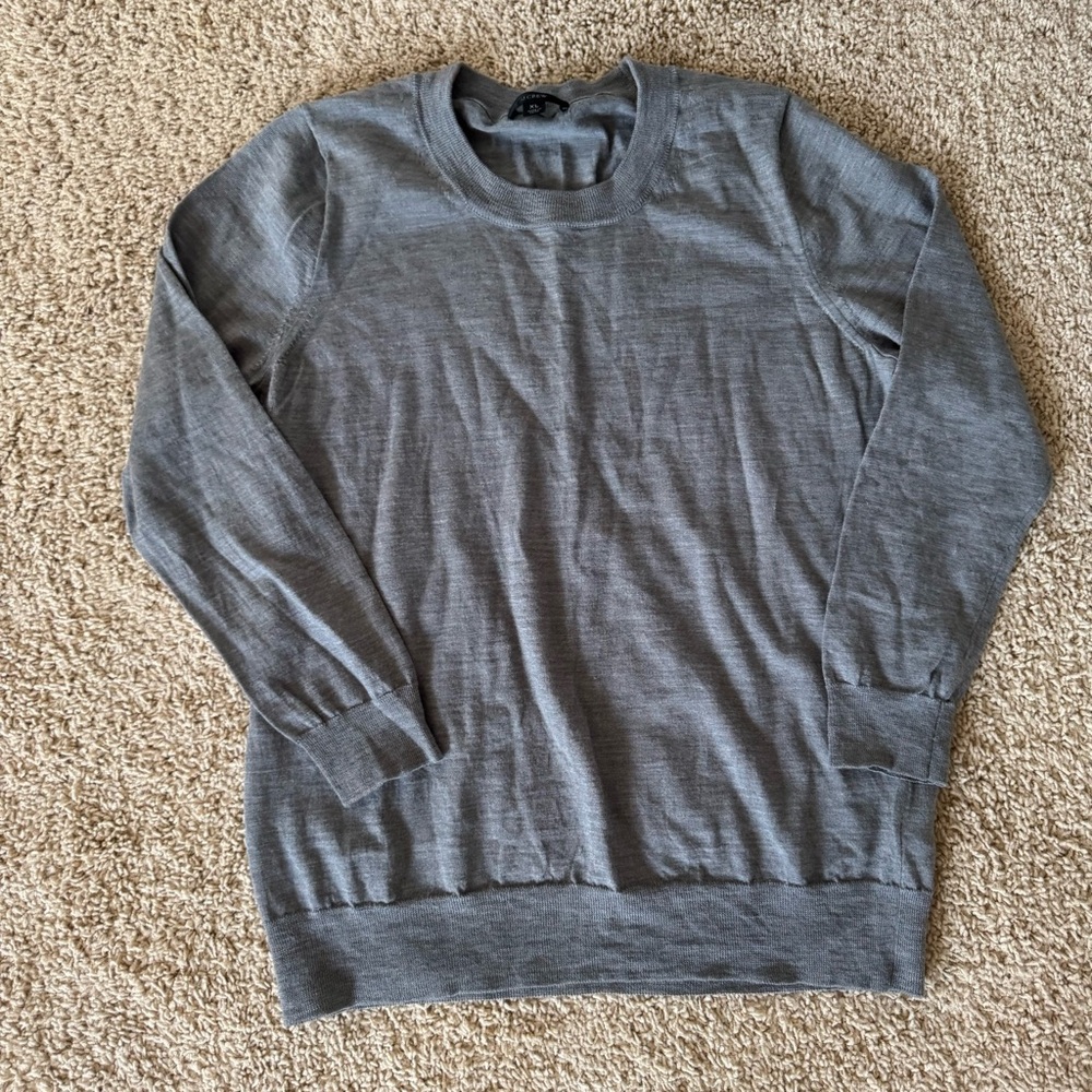 JCrew Gray 3/4 Sleeve Sweater